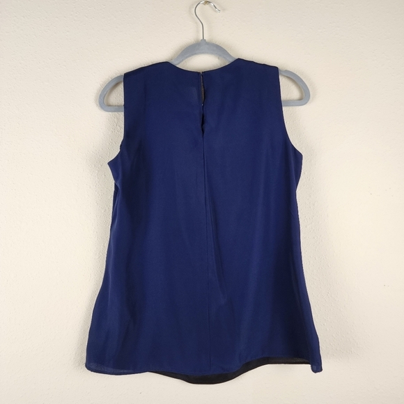 5 twelve Blue and black sleeveless career blouse size small - Picture 3 of 9